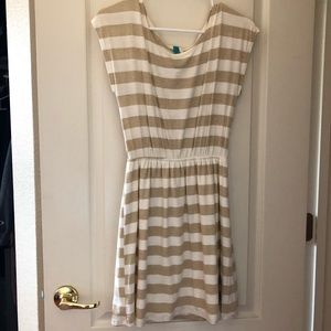 Gold and White Striped Dress